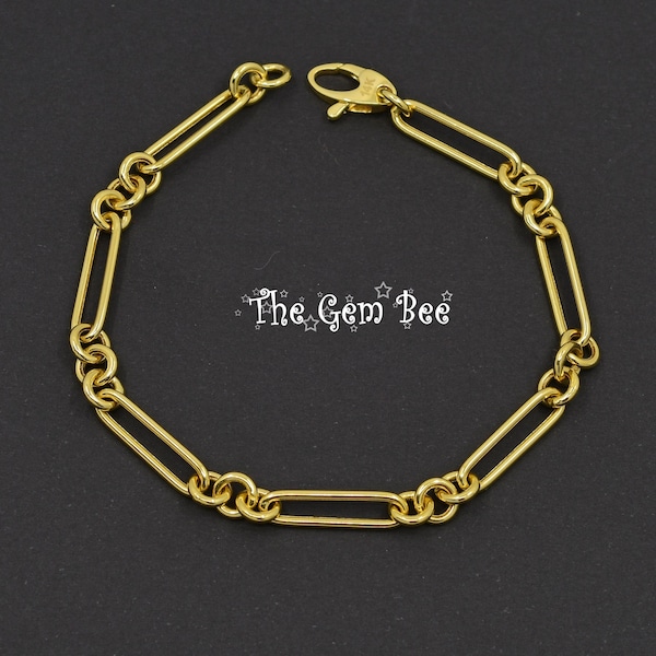 14 kt MASSIEF GEELGOUD Italiaanse paperclip-kettingarmband met een lengte van 7,2 inch met karabijnsluiting