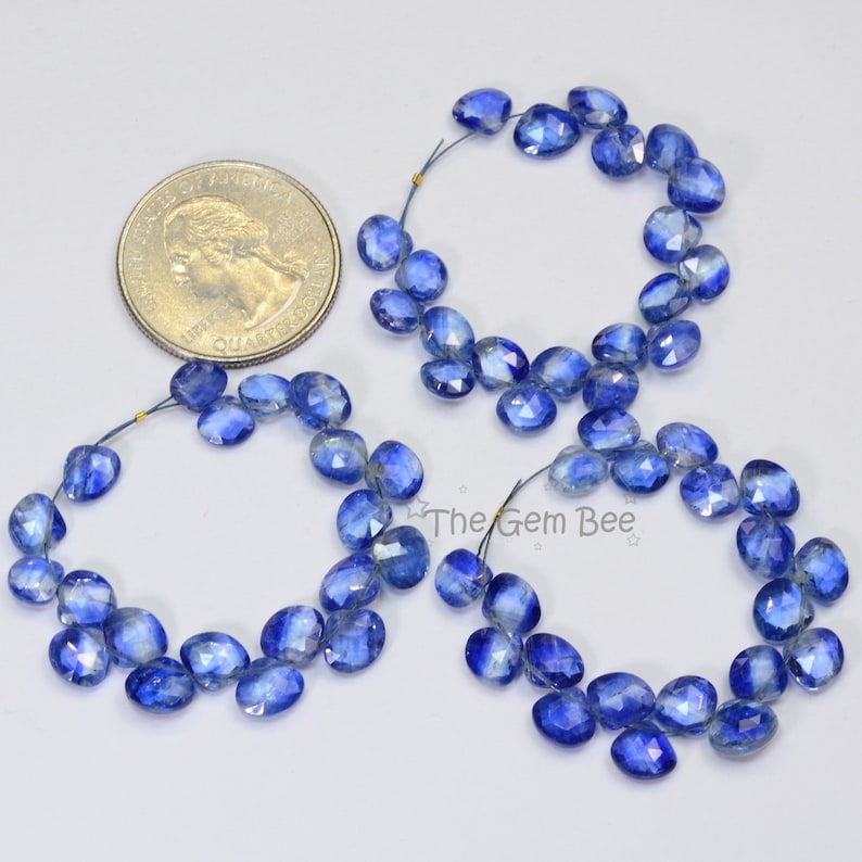 Gem Blue Kyanite Faceted Heart Briolettes Beads 20