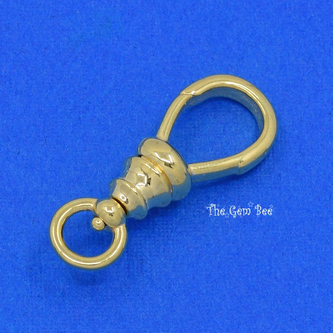 10.3mmx27mm XL 14k Solid Yellow Gold Swivel Push Lock Dog Clip