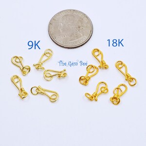 Cierre de gancho tribal antiguo pequeño de oro amarillo macizo de 9 k, 14 k, 18 k y 22 k de 5,5 mm x 12,8 mm imagen 7