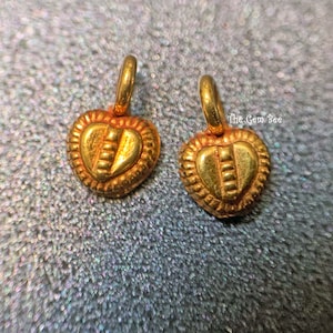 18k Solid Yellow Gold Fancy 5mm Love Heart Charm Pendant Finding Pair Quantity: (2) or (10)
