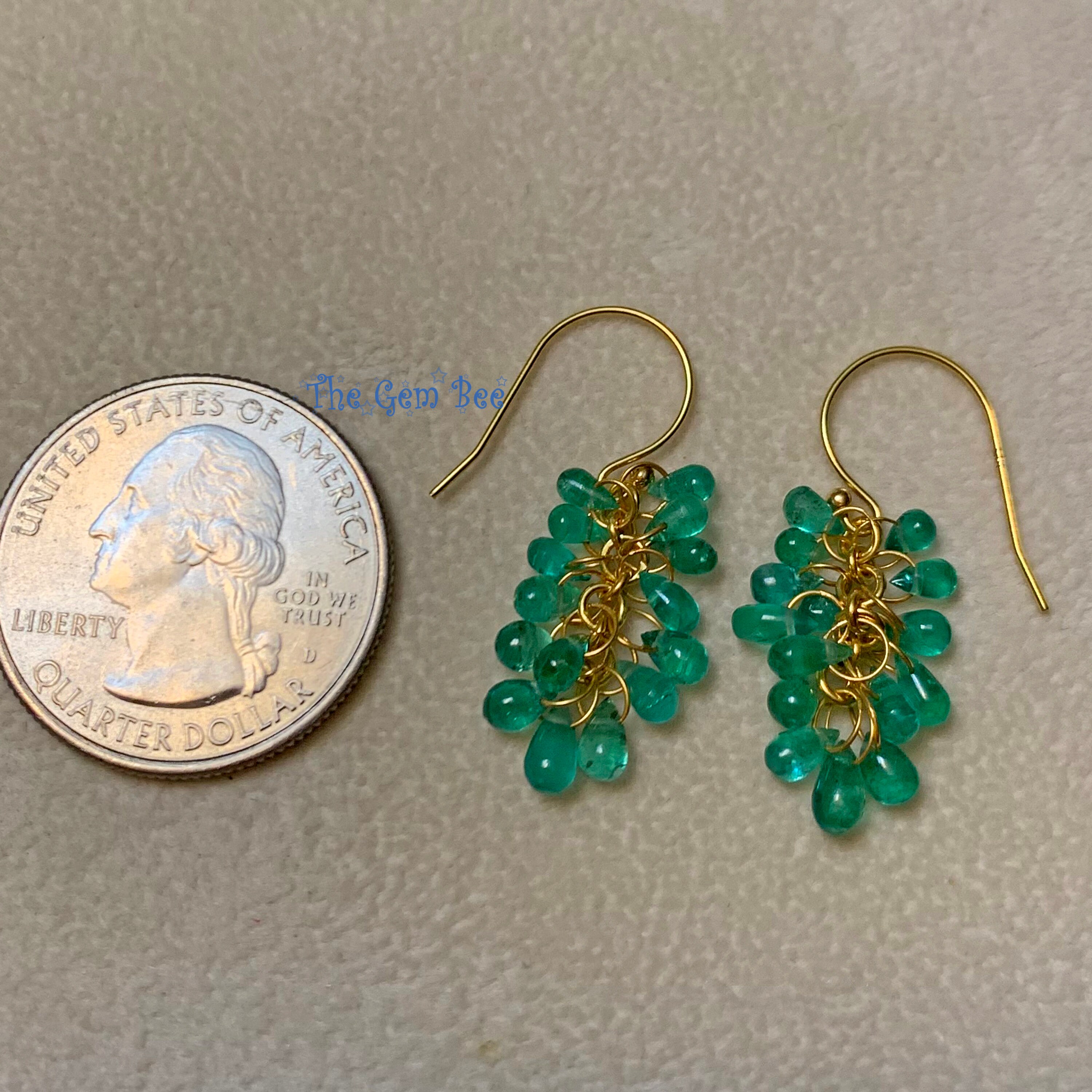 18Kソリッドイエローゴールド 天然宝石グレード グリーンエメラルド