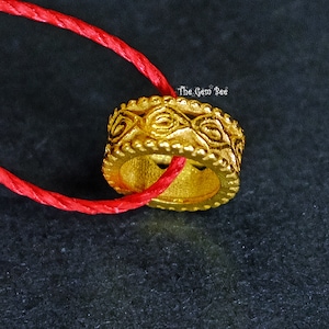 18k Solid Yellow Gold 7mm Fancy Spacer Finding Hefty Bead 5mm Large Hole
