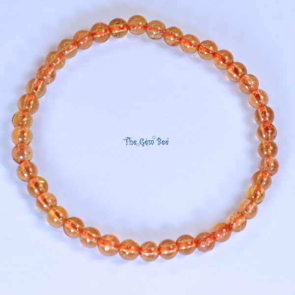 5.3mm Imperial Topaz Smooth Round Sphere Beads Elastic Stretchy Cord Bracelet 7" Length Wrist