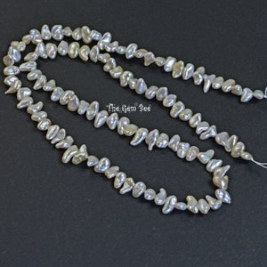 5.5mm-8mm Jumbo Size Japanese Akoya Natural Cream Saltwater Keshi Pearl Nugget Beads 16 inch strand