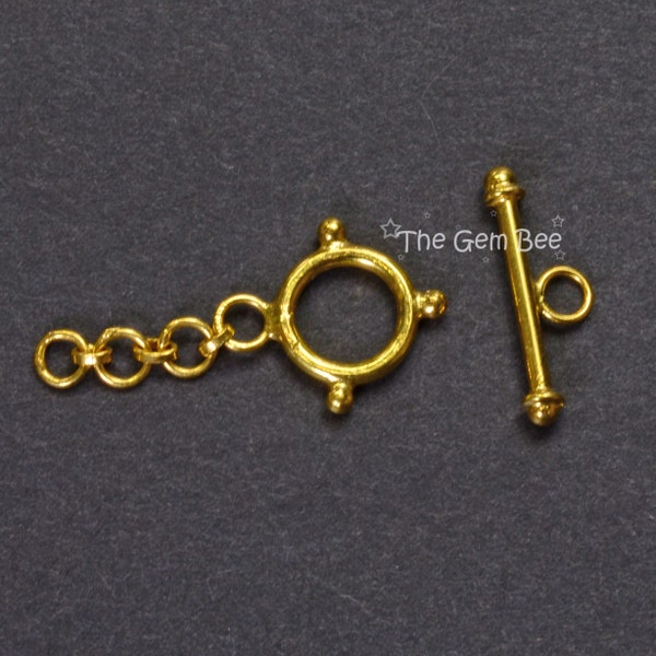 18k Solid Yellow Gold Circle Toggle Clasp Finding