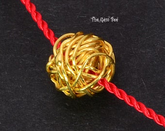 6.5mm 18k Solid Yellow Gold Bird Nest Wire Yarn Fancy Spacer Findings Beads (1)