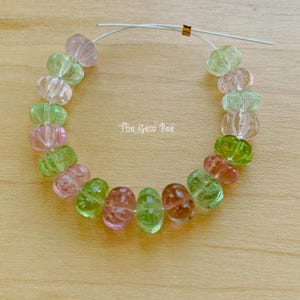 23.90CT Finest Candy Tourmaline Carved Melon Fluted Rondelle Bead Strand