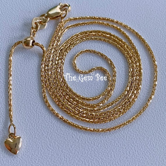 14K SOLID YELLOW GOLD 0.91mm Baby Wheat Magic Chain