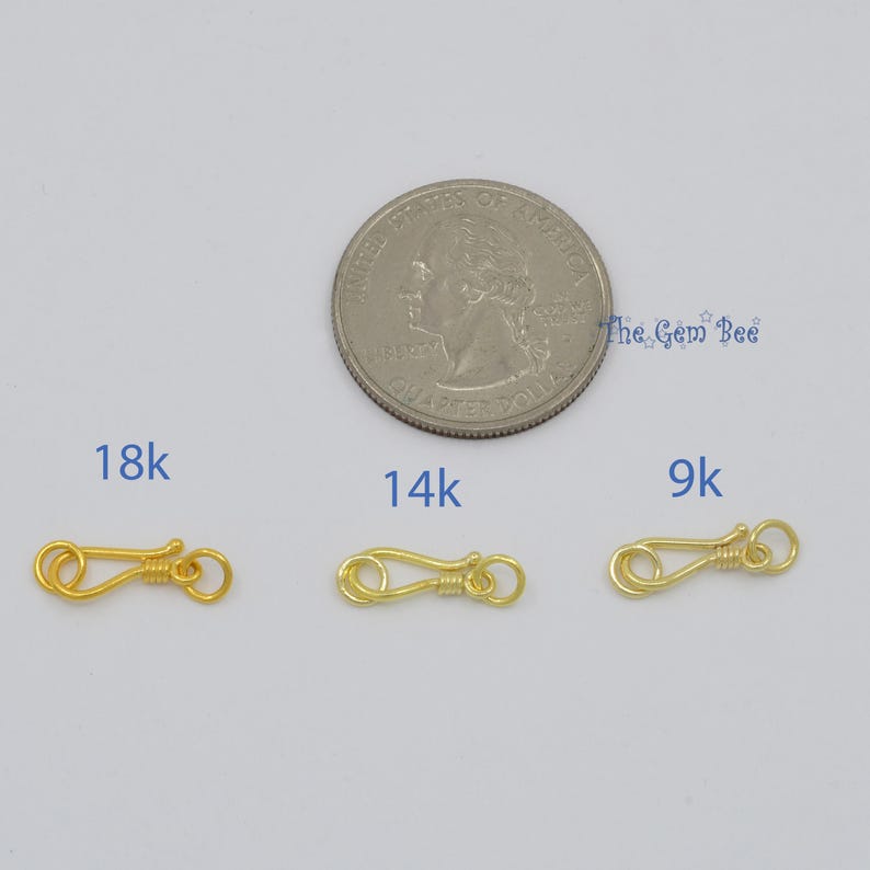 Cierre de gancho tribal antiguo pequeño de oro amarillo macizo de 9 k, 14 k, 18 k y 22 k de 5,5 mm x 12,8 mm imagen 9