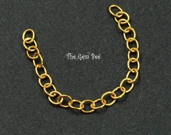 2.5mmx3.2mm 18k Solid Yellow Gold Simple Oval Cable Chain Extender 2 INCH Length