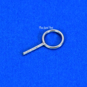 14k Solid White Gold Screw Eye Bail Pin 6mm Loop 20 gauge Finding (1) or (10)