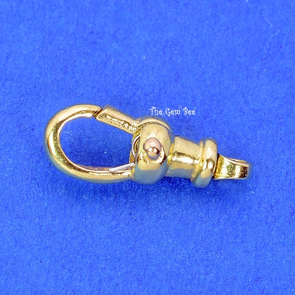 5.3mmx14.5mm 14k Solid Yellow Gold Swivel Push Lock Dog Clip Antique style Pocket Watch Chain Hook Charm Connector Lobster Clasp Holder