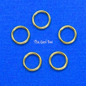 5MM 14K Solid Yellow Gold Round CLOSED Jump Rings Findings Quantity: (1) or (5) or (10) or (25)
