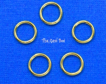 5MM 14K Solid Yellow Gold 22 Gauge Round CLOSED Jump Rings Findings Quantity: (1) or (5) or (10)