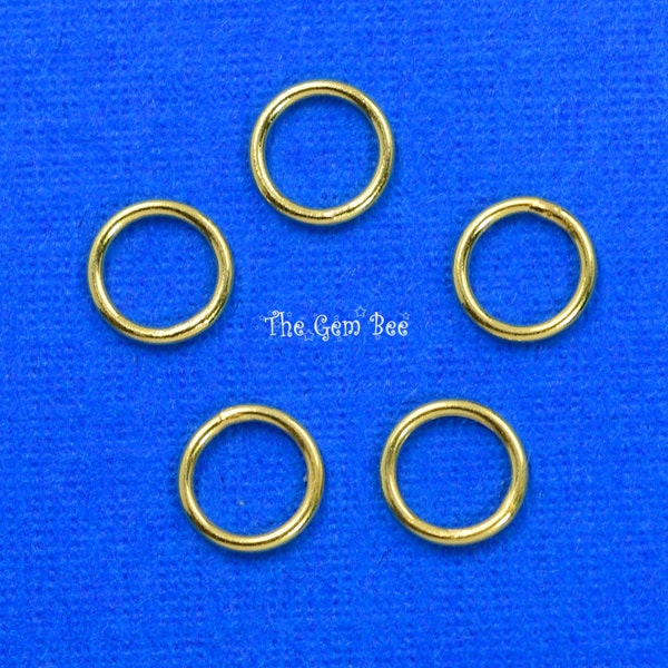 5MM 14K Solid Yellow Gold Round CLOSED Jump Rings Findings Quantity: (1) or (5) or (10) or (25)