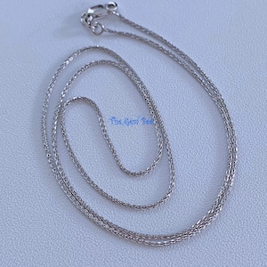 Collar de cadena de espiga de trigo de 1 mm en oro blanco macizo de 18 quilates, 16 x 18 pulgadas de largo con cierre de langosta