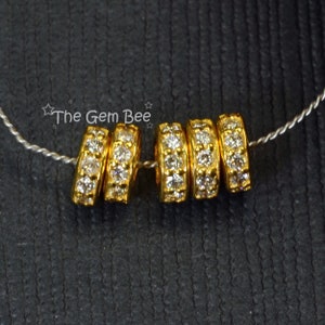 5mm 18k Solid Yellow Gold Diamond Eternity Rondelle Spacer Finding Bead Quantity: (1) or (5)