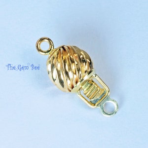 6mm 14k Solid Yellow Gold Fluted Sphere Clasp With Closed loops