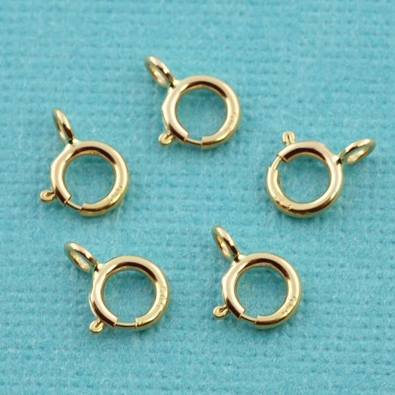Lot De 10 Fermoirs Ressort En Or Jaune 14 Carats - Taille 4,5 Mm, Neufs Avec Emballage