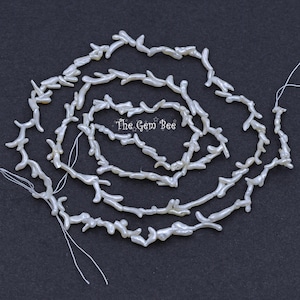 Japanese Akoya Natural Rare White Saltwater Keshi Pearl Sticks Beads 16 inch strand