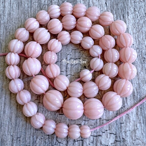 miamia　ヘザーブラウン　パイン65Sオパール 6mm-11mm Natural Pink Opal Carved Carving Fluted Round