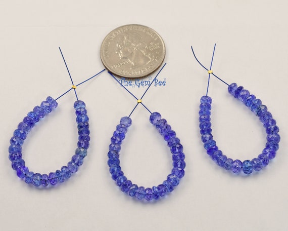 Perles Percées Latéralement En Quartz Facetté Couleur Tanzanite, Taille 11-13 Mm
