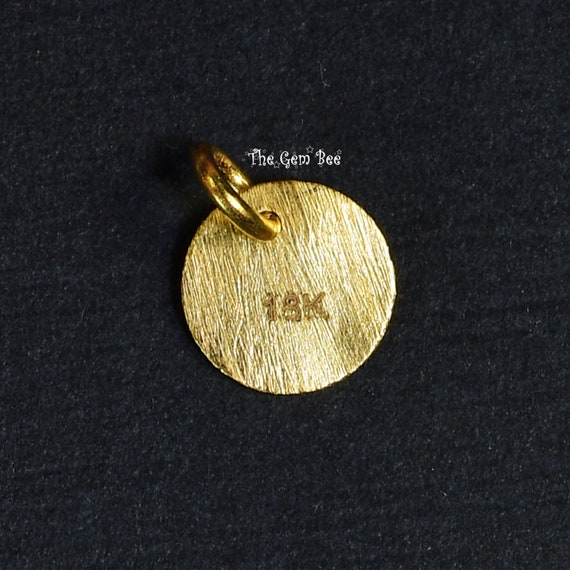 7mm 18k Solid Yellow Gold Brushed Finish Disc Tag Stamped