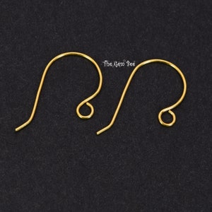 14K Solid Yellow Gold 24 Gauge French Hook Earwire with Ends 15mmx16mm PAIR 2 or 10 pieces