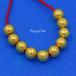 18k Solid Yellow Gold 4mm Handmade Plain Round Sphere Globe Spacer Balls Beads image 5