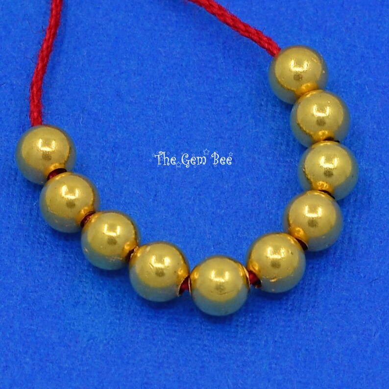 18k Solid Yellow Gold 4mm Handmade Plain Round Sphere Globe Spacer Balls Beads image 5
