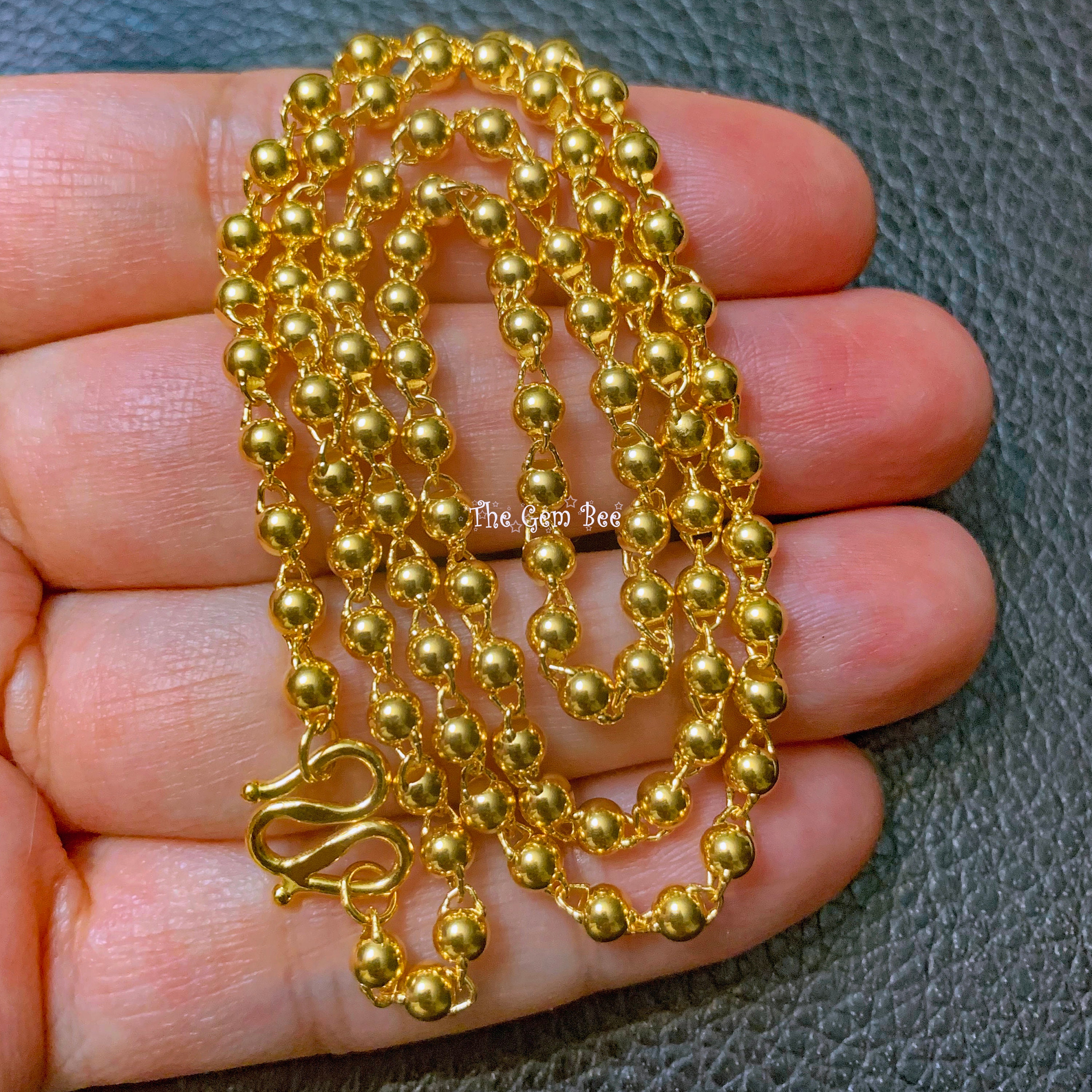 24k Solid Yellow Gold Old fashioned Plain Ball Sphere 19 Inch Necklace Etsy Australia