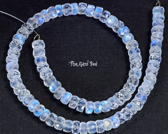 5mm Finest Rainbow Moonstone Faceted Rondelles Beads 10" Strand rare even size