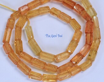 Imperial Topaz Faceted Tube Cylinder Nuggets Beads 15 inch Strand
