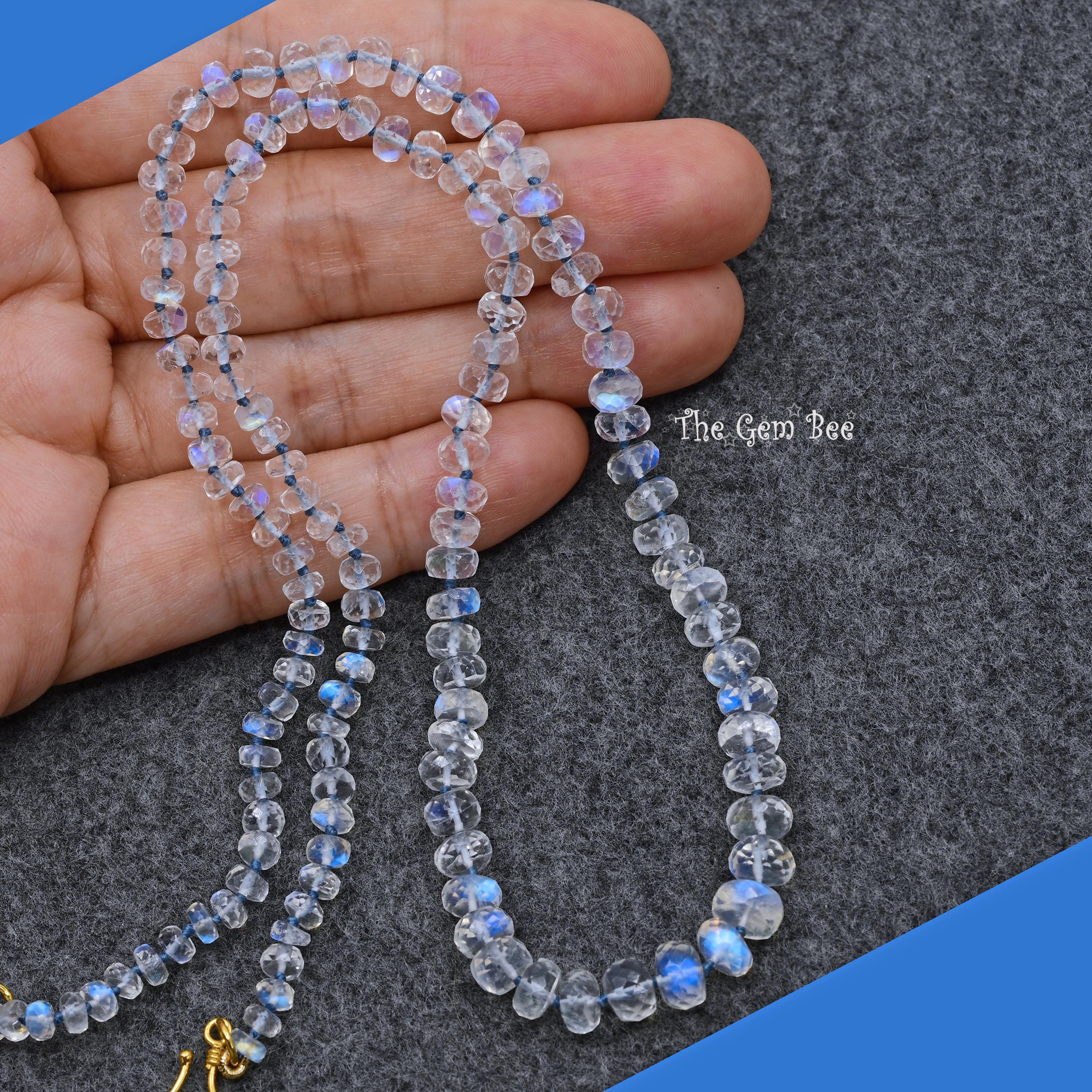 Collier Ras Du Cou 18 Perles Rondes Facettées Pierre Précieuse Bleu - Artisanal Inde