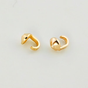 14K Solid Yellow Gold Crimp Hook Bead Tip Cup End Findings Quantity: (2) or (10)