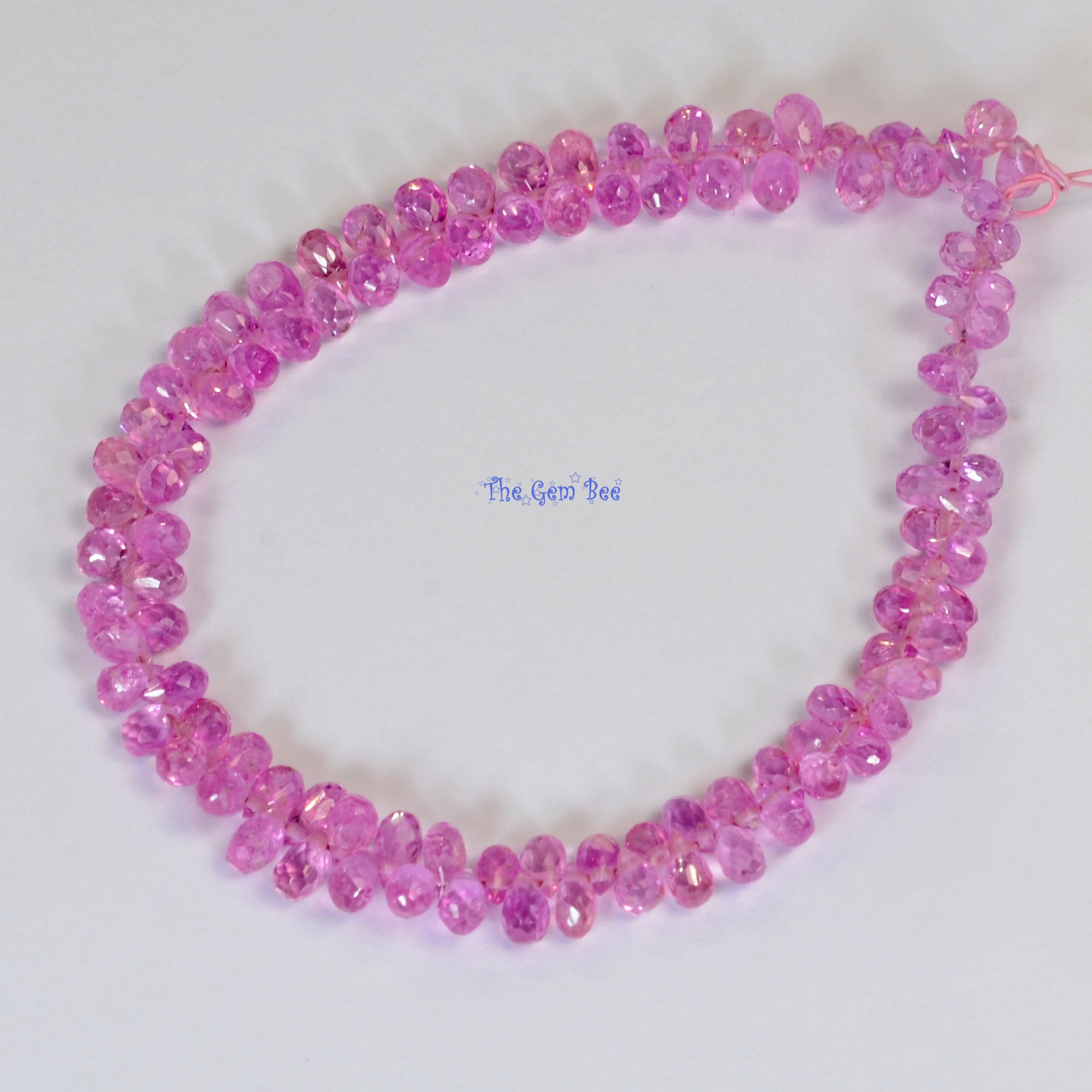 Transparent Natural Gem Pink Sapphire Faceted Teardrop