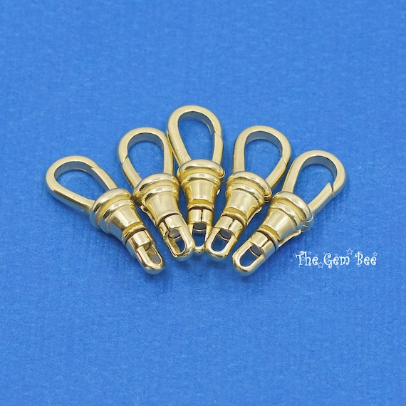 6.5mmx19.5mm 14k Solid Yellow Gold Swivel Push Lock Dog Clip