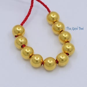 18k Solid Yellow Gold 4mm Handmade Plain Round Sphere Globe Spacer Balls Beads image 6