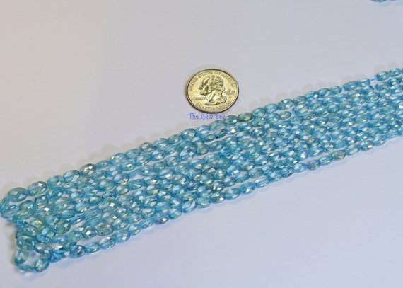Natural Rare Blue Zircon Faceted Oval Nuggets Beads 14.2" Strand 