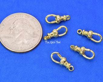 5.3mmx14.5mm 18k Solid Yellow Gold Swivel Push Lock Dog Clip