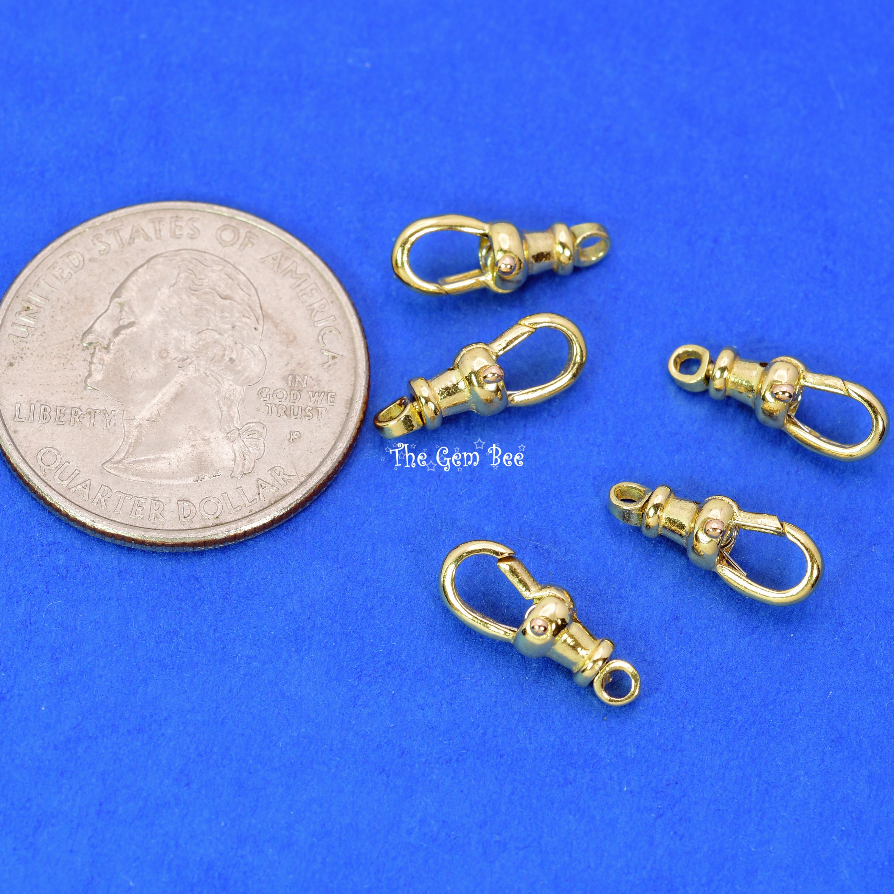 5.3mmx14.5mm 18k Solid Yellow Gold Swivel Push Lock Dog Clip