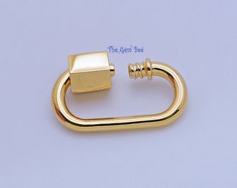 11.8mmx18.5mm Gold Vermeil 925 Sterling Silver Multi Charm Holder Screw Secured Carabiner Lock Enhancer Pendant