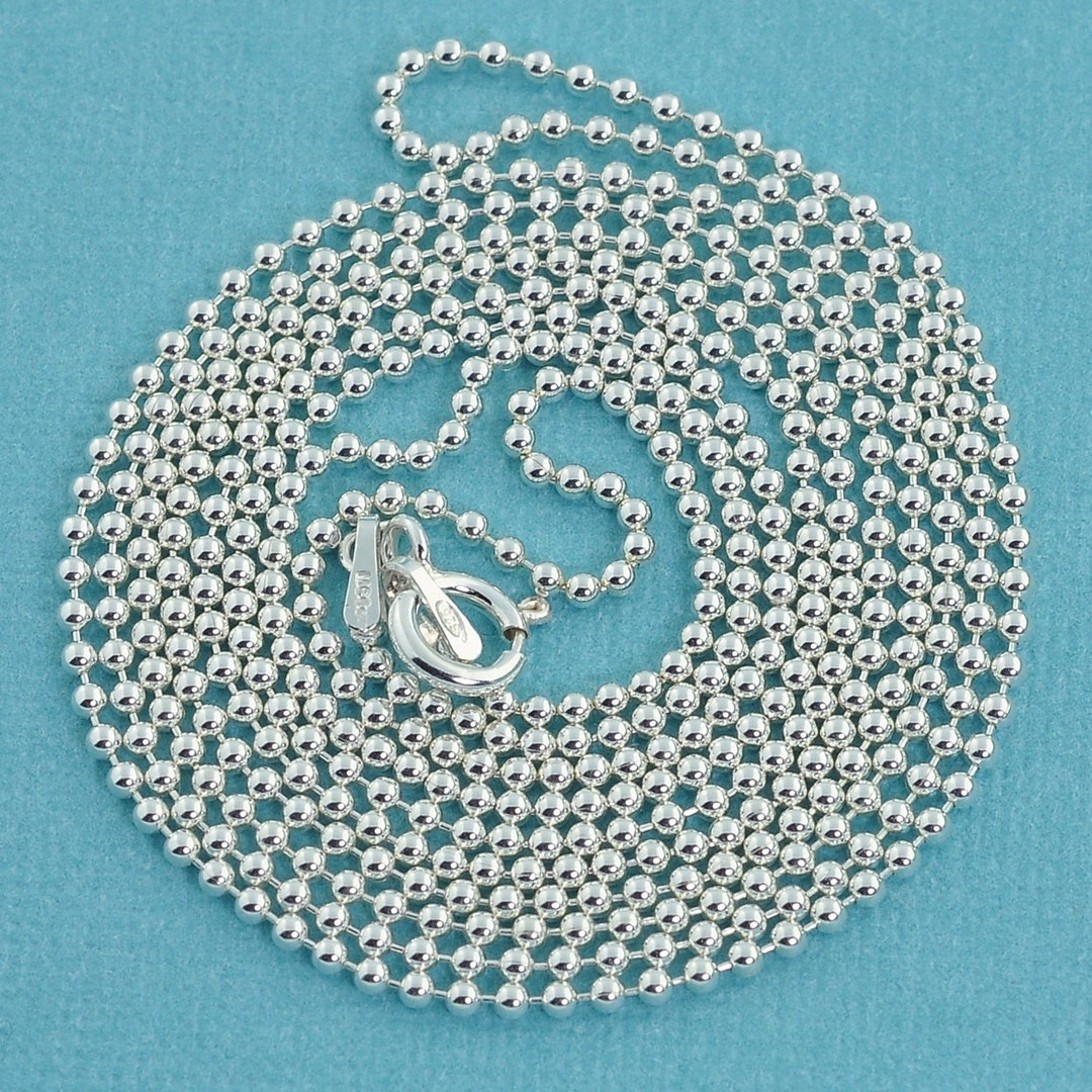1.5MM Sterling Silver Ball Chain Necklace With Springring Etsy