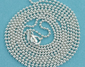 1.5MM Sterling Silver Ball Chain Necklace With Springring Clasp 36" Length