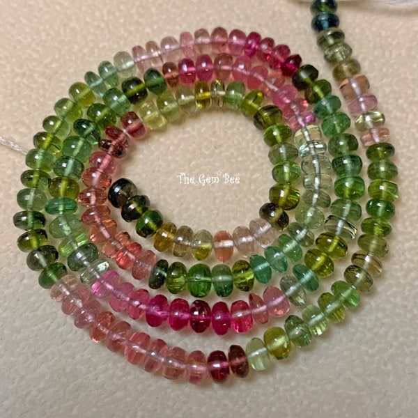 4.5mm Brazilian Rubellite Pink Green Blue Tourmaline Smooth Rondelles Beads 16" strand