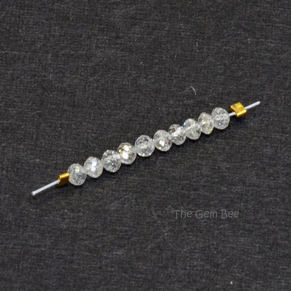 Cuentas redondas facetadas de diamante blanco fino natural de 1,7 mm a 1,9 mm (10)