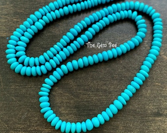 4MM Even Size Sleeping Beauty Turquoise Smooth Rondelle 16 inch strand