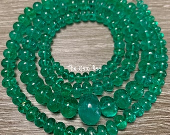 GIA Certified  208CT Finest Natural Zambian EMERALD Large Smooth Rondelle Beads 23.5" Strand necklace