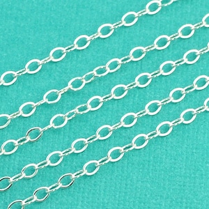 Sterling Silver Bulk Flat Cable Chain 2.2mmx3.2mm link By The Foot